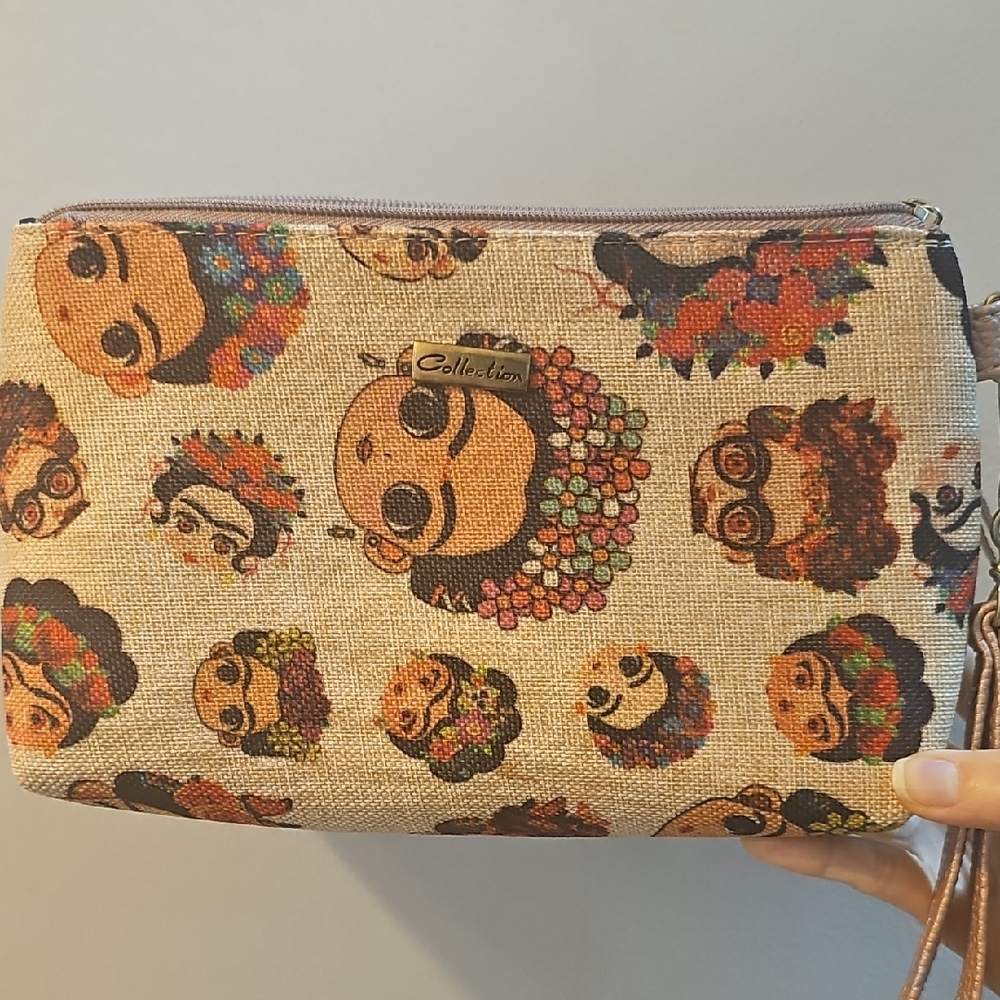 Leather Frida Kahlo Cosmetic Bag